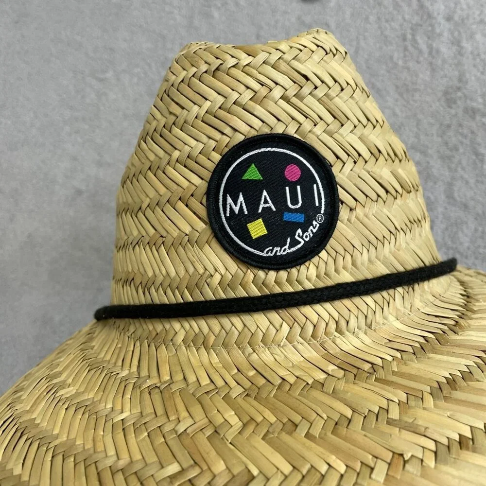 NWOT Maui Men's Straw Sun Bucket Hat Hawaiian Tropical i172 - Picture 2 of 9